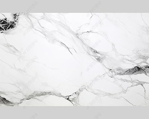 MZOwallpaper Papier Peint Intissé Marbrage Blanc Poster Tableaux Muraux Tapisserie Photo Trompe L'Oeil Salon Chambre Art Mural 400Cm(L) X280Cm(H)
