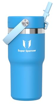 Sparrow Twistpath Vattenflaska Isolerad 620ml - Flaska med Böjligt Sugrörslock - BPA-fri och Läckagesäker Termos - Resemugg som Passar Mugghållare - För Hem, Kontor eller Bil