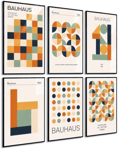 PosterPost 6x Bauhaus Pastell Poster Set DIN A4 | Abstrakte geometrische Kunstdrucke und minimalistische Art Prints als stilvolle Wanddeko für Wohnzimmer, Schlafzimmer, Büro und Flur | Made in Germany