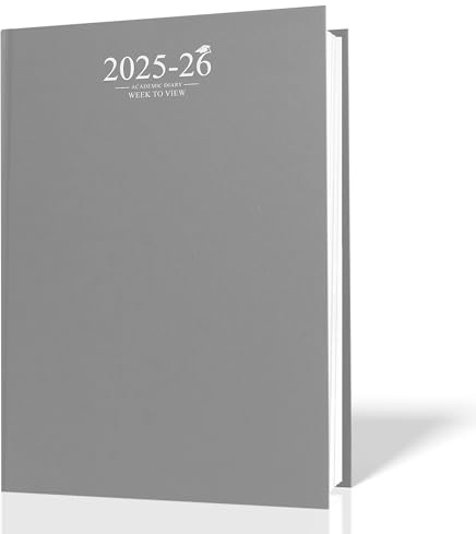 G4GADGET Academic Student Diary, A5, Grey, Week to View, 2025-2026, Case-bound