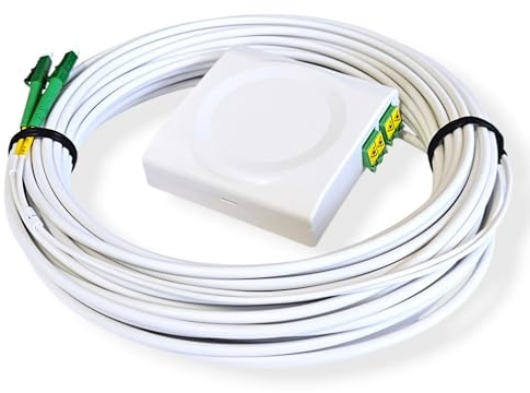 CONBIC FTTH Glasfaser Kit – Vorkonfektioniertes Glasfaserkabel 7 m mit PVC Anschlussdose, LC/APC, OS2 Singlemode, G.657.A2, 4,0 mm, für FritzBox 5530 5590, AON GPON