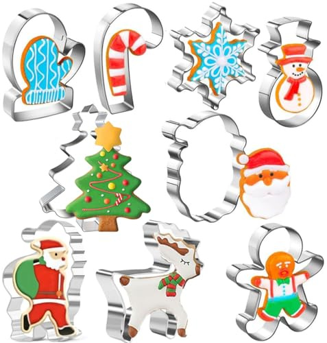 9pcs Emporte Pieces Noel, Moule Biscuit Noel, Enfants Moule Cookie, Emporte Piece Patisserie, Christmas Cookie Cutter, pour Decoration de Fondant, Biscuit, Gâteau, Fudge
