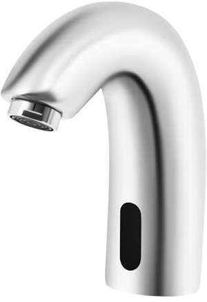 Infrarot Wasserhahn Bad, Automatisch Badarmatur mit Sensor Infrarot, Berührungsloser Waschtischarmatur, Automatik Wasserhahn Kalt, batteriebetrieben, Badezimmer-Wasserhahn mit Controller