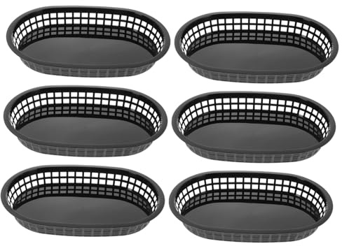Mobestech 6piezas Cesta De Plástico para Bandejas Ovaladas De Plástico Soporte para Hot Dogs y Papas Fritas Bandeja para Servir Pan Recipiente para Almacenar Frutas para Fiestas y Cafeterías