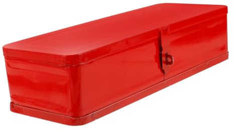 Gadpiparty Thickened Metal Tool Box Organizer with Large Capacity Storage Compartments Portable Red Mechanics Toolbox for Car and Home Tool Organization