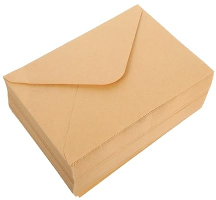 BCOATH 100pcs Saliva Glue Envelope Kraft Paper Envelope Vintage for Craft Party Invitation Invite Card File Kraft Paper Writing Letter