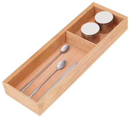 LVLDAWA Küchenschubladen-Organizer, Schubladeneinsätze Aus Holz, Selbstgemachte Aufbewahrungsboxen Für Besteck(A-46X10X6CM)