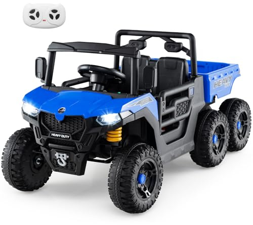 RELAX4LIFE Auto Elettrico per Bambini 24V con Ribaltabile, Telecomando, Musica, Racconti, Luci LED e Sospensioni a Molla, per Bambini da 3 a 8 Anni (BLU)