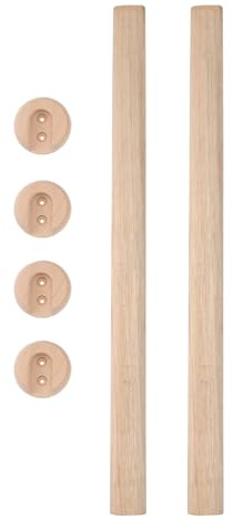 PAMINGONO 2 Set di Aste Appendiabiti in Legno Massello per Armadio Traversa Robusta per Guardaroba 2 Barre e Supporti Tondi per Camera da Letto Ufficio e Hotel