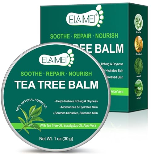 Tea Tree Oil Balm,Tea Tree Oil for Skin,Dry Itchy Skin & Rash Relief,Helps chafing,and bug bites,Soothes Sensitive,Natural Formula,Effective & Safe for All Ages