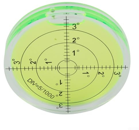 Vidonergy Nivel de burbuja circular de 66 mm con vial amarillo fluorescente verde y escala negra de 123 grados para nivelar máquinas de taller, piscina (SKU)