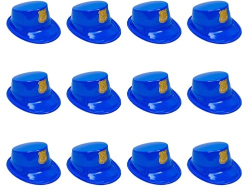 22 circ. Kids Blue Police Officer Plastic Hats – 12 Pc.
