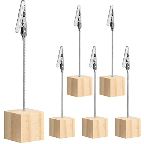 HOOWIFFY 6 Stück Desktop Kartenclips und Metall Multifunktionale Tischnummer Halter Wiederverwendbare Memo Clips für Notizen und Fotos im Büro
