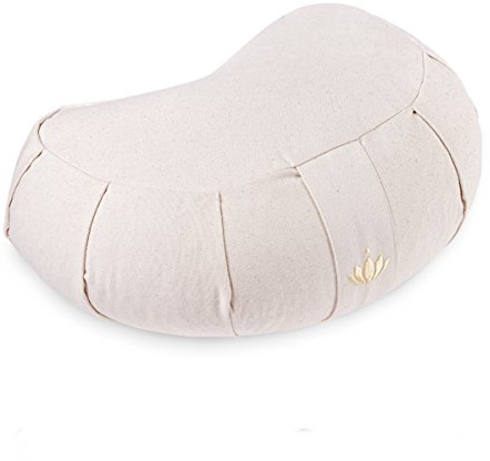 Lotuscrafts Cojin Zafu Meditación Media Luna SIDDHA - Altura 15 cm - Relleno de Espelta - Cubierta en Algodon Lavable- Cojin Suelo - Cojin Yoga Media Luna - Meditation Cushion - Certificado Gots