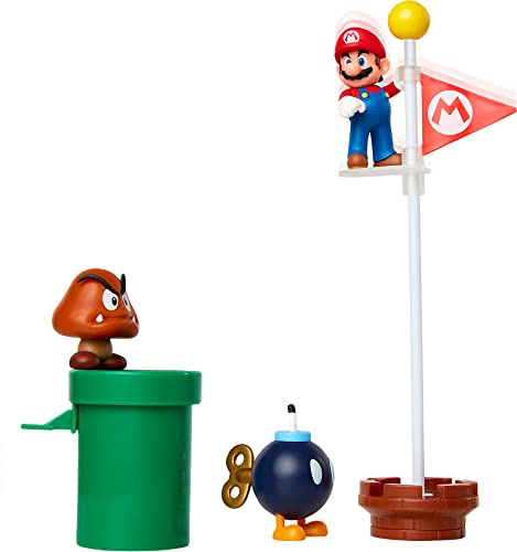 Nintendo - Diorama Super Mario Piana delle Ghiande, include Mario e i personaggi del videogioco, idea regalo per bambini e collezionisti, consigliato dai 3 anni in su