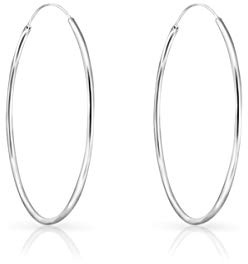 DTPsilver® 925 Sterling Silber Creolen Ohrringe - Klein/Mittelgroße/Groß - Dicke 1.2 mm - Durchmesser: 35 mm
