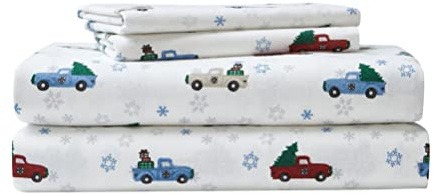 Eddie Bauer - Flannel Collection - Cotton Bedding Sheet Set, Pre-Shrunk & Brushed for Extra Softness, Comfort, and Cozy Feel, Queen, Winter Outing