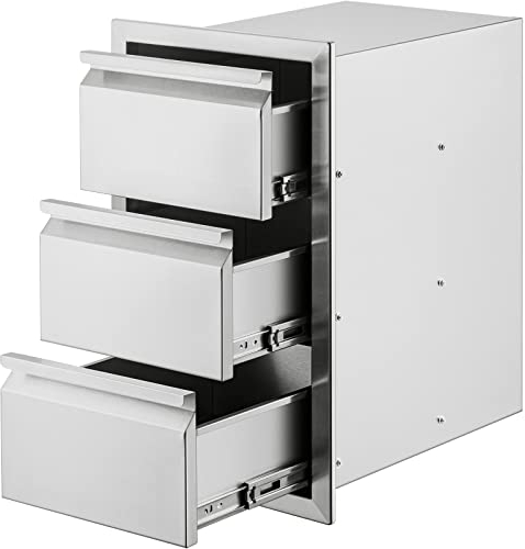 VEVOR 37,7 x 64,6 x 48 cm Küchenschrank Schubladenschrank Dreistufig Edelstahl für Außenküchen