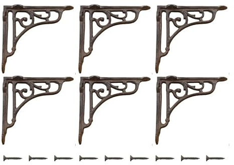 Antique Style Vine Shelf Brace Wall Brackets Cast Iron Metal Corbels 5 3/4 X 6 3/8 (6)