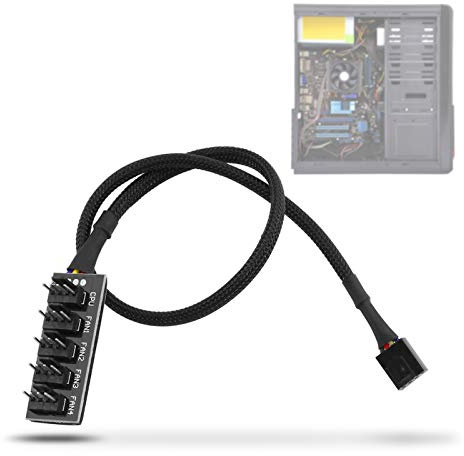 PWM-Lüfter-Hub 4-Pin 5-Wege-PC-Adapter, 1 Stk. | Verteilt PWM-Signale synchron auf 5 Lüfter, 4-Pin-Schnittstelle, Lüfterverteiler für Computer Gehäuse CPU Kühler
