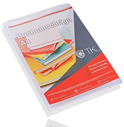 50 copertine per libri, trasparenti, formato DIN A4, per libri, quaderni e buste come protezione, per scuola e ufficio (50 pezzi)
