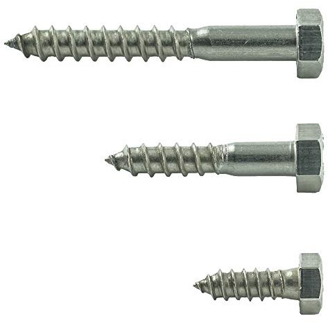 AGBERG - Lot de 50 vis à bois avec tête hexagonale - 6 x 70 mm - En acier inoxydable A2 V2A - DIN 571