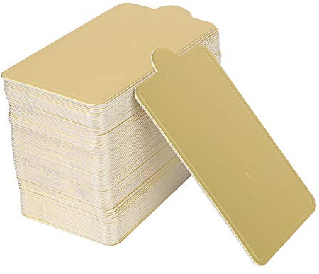 Duokon Rechteck Mini Cake Boards, 100 PCS Mousse Cake Boards Gold Papier Cupcake Dessert Displays Tablett Hochzeit Geburtstagstorte Displays Tablett Backen Dekorative Kuchen Gebäck Tasse(L)