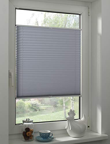 Sunpro24 Plissee auf Maß, Blickdichtes Faltrollo, Montage im Glasfalz mittels Schrauben, Sonnenschutzrollo, (B) 71-80 x (H) 211-220 cm, Grau