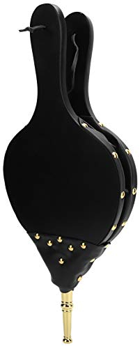 Soffietto per caminetto in legno, soffiatore a soffietto manuale da 16 x 7 con cinghia per appendere per cucinare all'aperto, barbecue, caminetto, stufa a legna(Ugello d'oro)