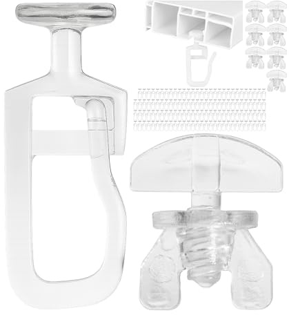 120 Cursori per Tende, 8 x Staffe Intermedie, Trasparente, Accessori Tende, Cursore a Testa Tonda da 9 mm per Binari Con Larghezza di Scorrimento da 3 - 4 mm e Camera di Scorrimento da 10 x 3 mm