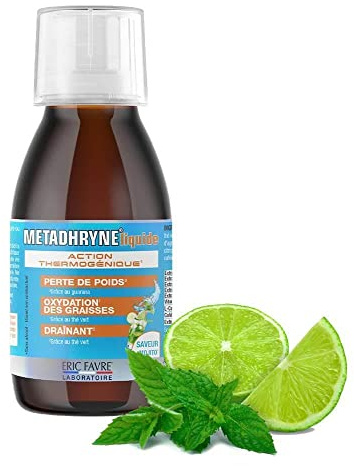 METHADRYNE LIQUIDE 3 en 1 - Brûle Graisse Objectif Perte de Poids, Draineur Minceur, Aide à l'Oxydation des Graisses - Flacon de 125ml - Saveur Mojito - Eric Favre