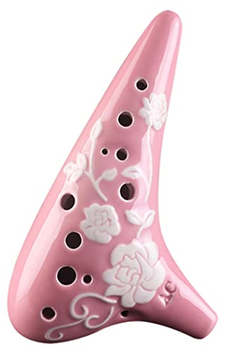 Ocarina 12-Loch-Alt-AC-Taste Ocarina Für Anfänger Studentenunterhaltung Für Erwachsene Ocarina Musikinstrument Piccolopfeife Flöte Schöner Ton Und Stabile Intonation (Color : Pink, S : 10 * 18cm)