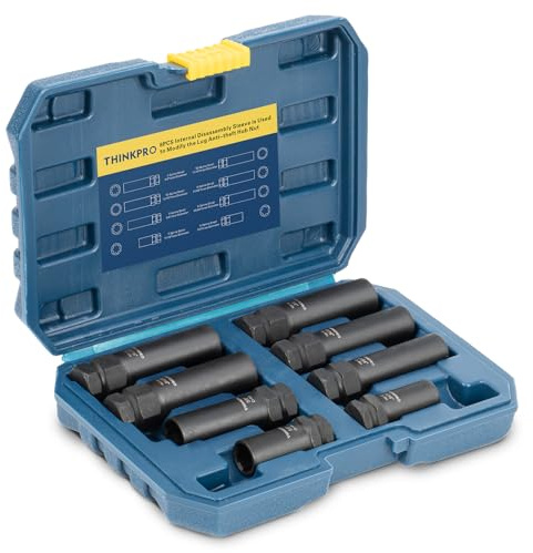 Thinkpro 8-teiliges Radschloss-Entfernungs-Set, SAE metrisches Radmutterschlüssel-Set, Reifenschlüssel, der Zweck des einfachen Entfernen von Feststellmuttern