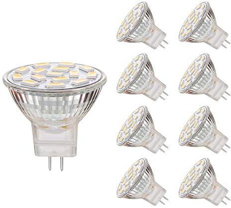 EKSAVE MR11 GU4.0 4W LED Glühbirnen, Äquivalent zu 25-35W Halogenlampen, GU4.0 Base AC/DC 12V, 350LM, 120° Flutlichtstrahl, Einbauleuchten, Schienenbeleuchtung 6000K, 8 Stück