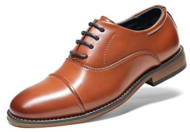 Bruno Marc Boy's Classic & Comfort Oxfords, Kids Cool Lace-Up Dress Shoes, School Shoes (Toddler/Little Kid/Big Kid),Size 12 Little Kid,Brown,SBOX2328K-E