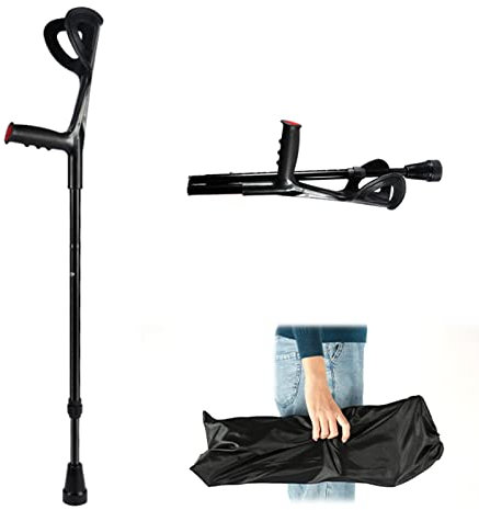 Unterarmgehstützen Verstellbar Höhen, Orthopädische Krücken Zum Gehen, Faltbare Aluminium Senioren Krücke, Schwarz, Belastung Bis zu 136kg (Size : 1 Count)