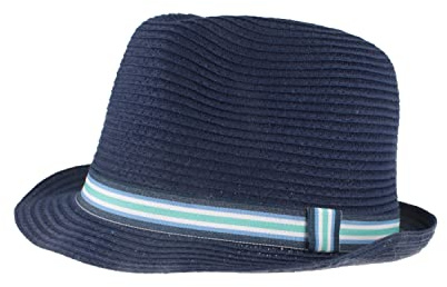Bred barn stråhatt sommarhatt solhatt 100 % pappershatt för pojkar och flickor – särskilt lätt och hopvikbar, Mörkblå, 54