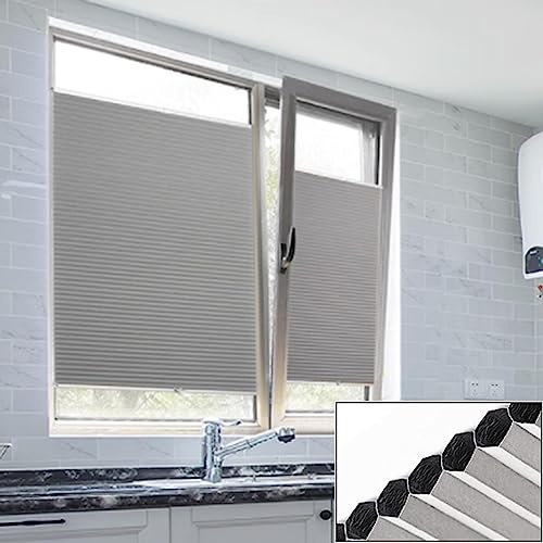 YHBZ Schnurlose Zellulare Jalousien,Grau-Waben-Fensterjalousien,Top Down Bottom Up Shades,Plissee Verdunkelungsvorhang,für Haus & Küche Glastür/Fenster,A-60x120cm/23.6 * 47.2in