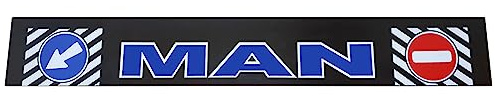 Grembiule lungo posteriore per camion, in gomma dura, per uomo, camion, rimorchio, in gomma, 240 x 35 cm, nero, con simboli del traffico e scritta blu