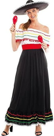 Partilandia Costume di bellezza messicana con gonna da donna, taglia S