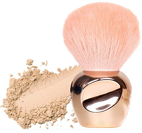 Pennello per cipria, pennello fard pennelli make up, pennello grande per il viso per cipria sciolta o pressata, nail art dust powder brush pennello bronzer con fibre di peluche (oro)