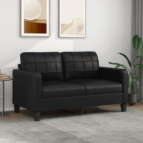 GuyAna 2-Sitzer-Sofa Schwarz 140 cm Kunstleder Kunster Sofa Wohnzimmer Bodensofa Mit Schlaffunktion