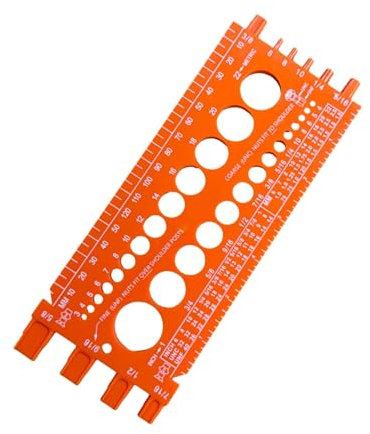 JISADER Vérificateur de filetage d'écrou et de boulon, vérificateur de filetage de qualité, jauge d'identification de boulon et d'écrou avec règle en pouces, Orange