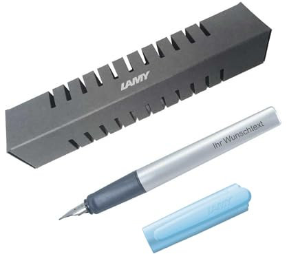 Lamy Füllfederhalter nexx Modell 078, Farbe azure (blau), inkl. Laser-Gravur (Feder F)