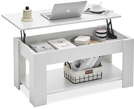 TUKAILAI Couchtisch Höhenverstellbarer Wohnzimmertisch mit Offener Versteckter Stauraum, Hubplatte Holz Sofatisch Kaffeetisch Beistelltisch für Wohnzimmer Büro 40 x 100 x (42.5-55) cm