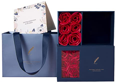 Coffret cadeau rose éternelle préservée pour la fête des mères, la Saint-Valentin, boîte à bijoux avec sac de transport, carte, cadeaux romantiques pour femme, maman, elle