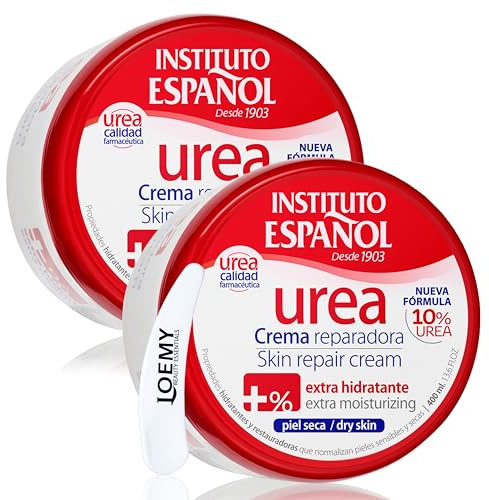 Instituto Español Urea Körpercreme für trockene und rissige Haut, Regenerierende Feuchtigkeitscreme für raue Haut, Hande, Füße, Tagescreme mit hohem Harnstoffgehalt, Set 800ml