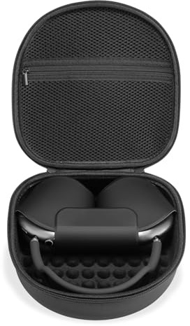Schutzhülle für Apple Airpods Max Kopfhörer, Reise-Kopfhörer, Hartschalen-Schutzhülle, Netztasche mit Reißverschluss für Ladegerät und Zubehör, Schwarz