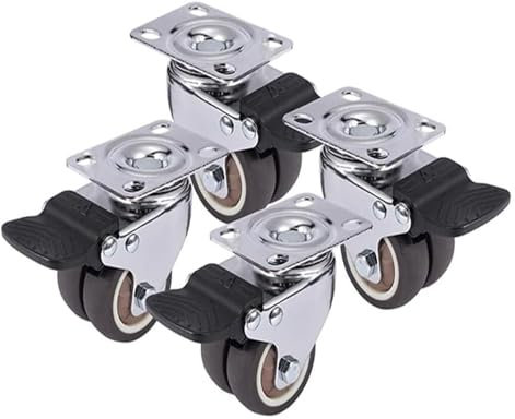 Lenkrollen Schwerlast-Lenkrollen im 4er-Pack, Gummirollen-Möbelrolle mit Bremse for Plattformwagen, Doppelkugellager mit Doppelverriegelung Transport(With Brake,1.5in)