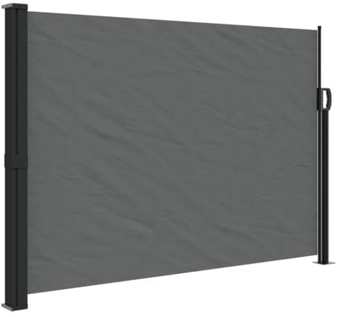 Willood Seitenmarkise Wandmarkise Ausziehbar mit PU-Beschichtung, Windschutz für Balkon Terrasse Garten, Sichtschutz Markise Anthrazit 140x300cm Einseitig einziehbar